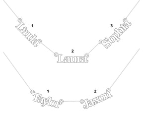 Multiple Name Necklace with Two or Three Names