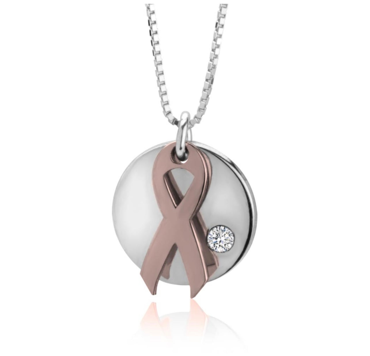 Strength in Pink Ribbon Necklace with Birthstone