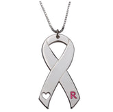 Strength in Pink Initial Ribbon Necklace